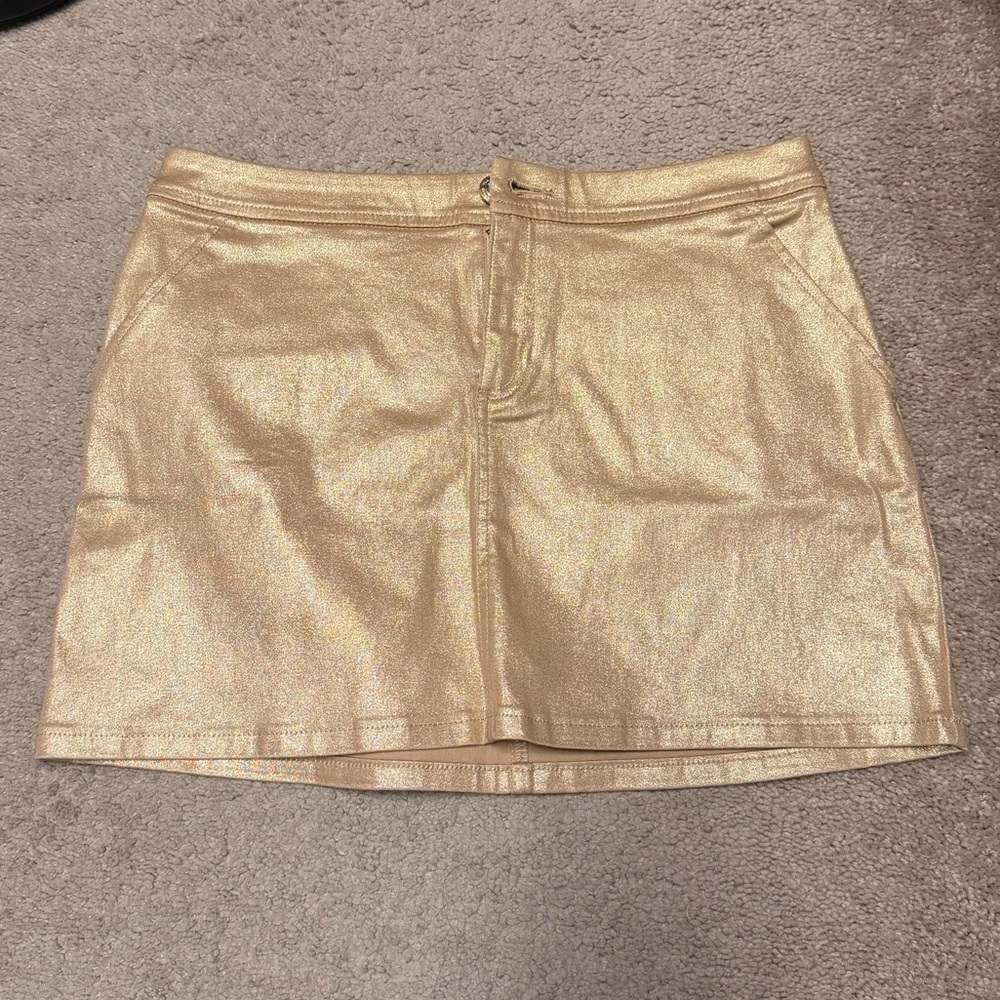 NWT Lilly Pulitzer Colette Gold Shimmer Mini Skirt - Picture 5 of 7